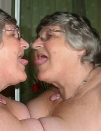 Obese nan Grandma Libby models completely naked in front of a mirror